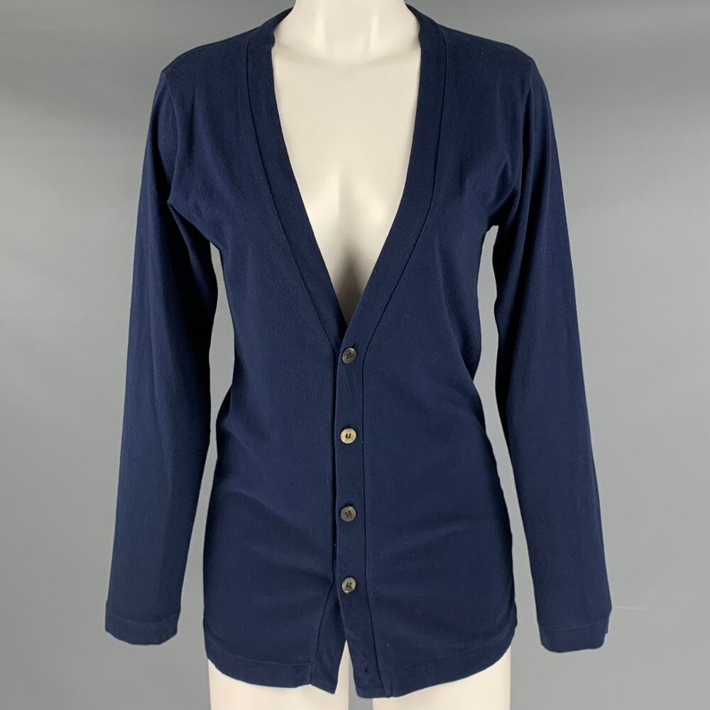 COMME des GARCONS Size S Navy Cotton Knit Buttoned Cardigan